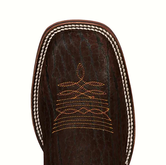 Fourteen-inch nubuck cowboy boot with a brushed matte finish