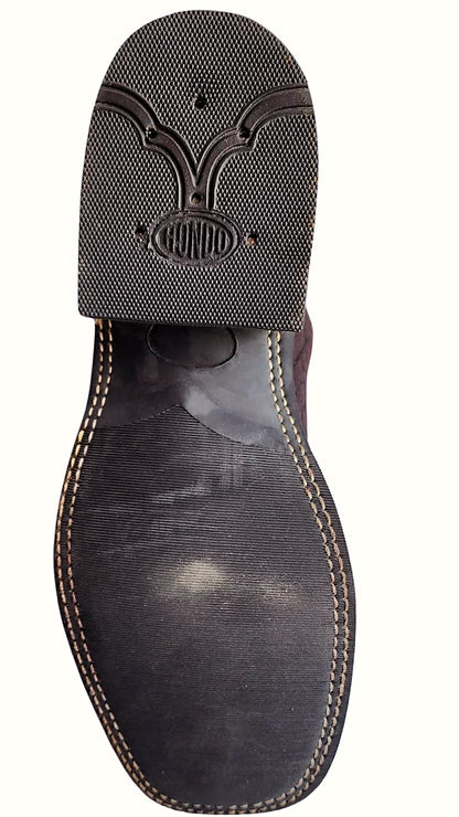 Thirteen-inch brown nubuck bullhide boot, product photograph