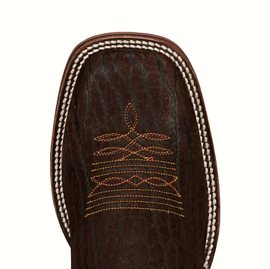 Fourteen-inch nubuck cowboy boot with a brushed matte finish