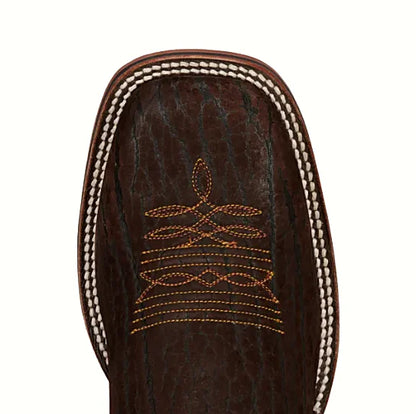 Fourteen-inch nubuck cowboy boot with a brushed matte finish