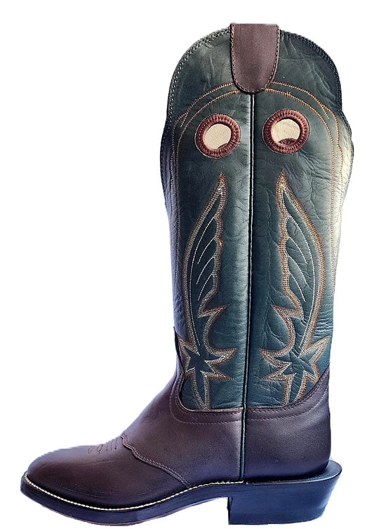 Brown retan western boot with a round toe