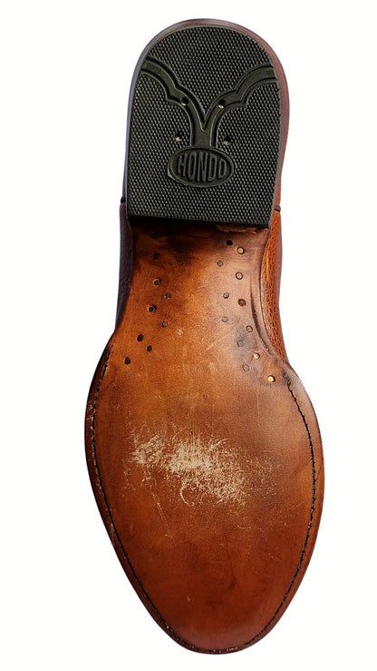 Fourteen-inch cognac bullhide boot, product photograph