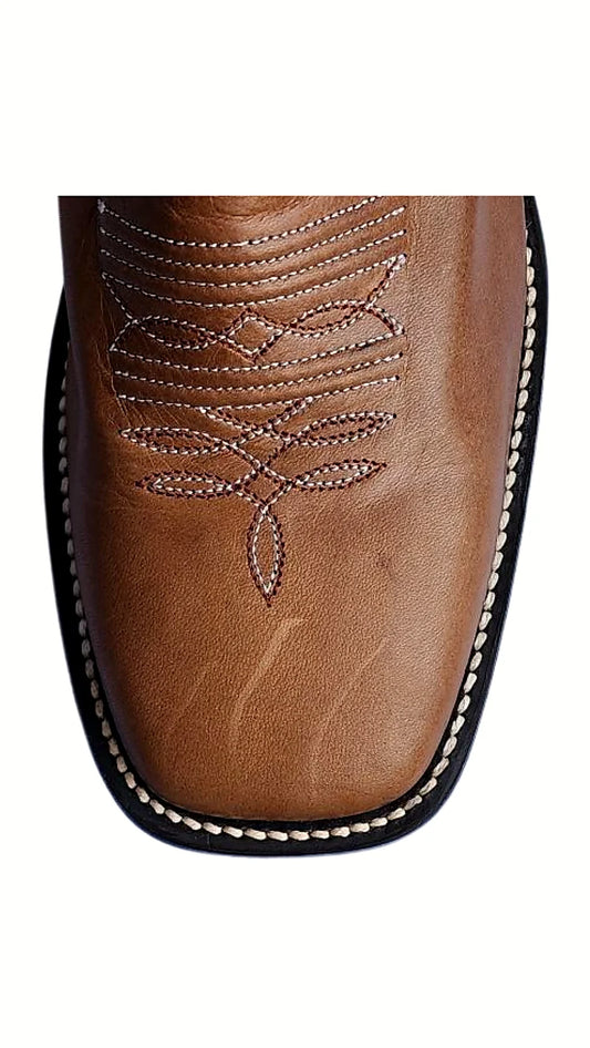 Horse neck cowboy boot showing the rippled grain of the hide