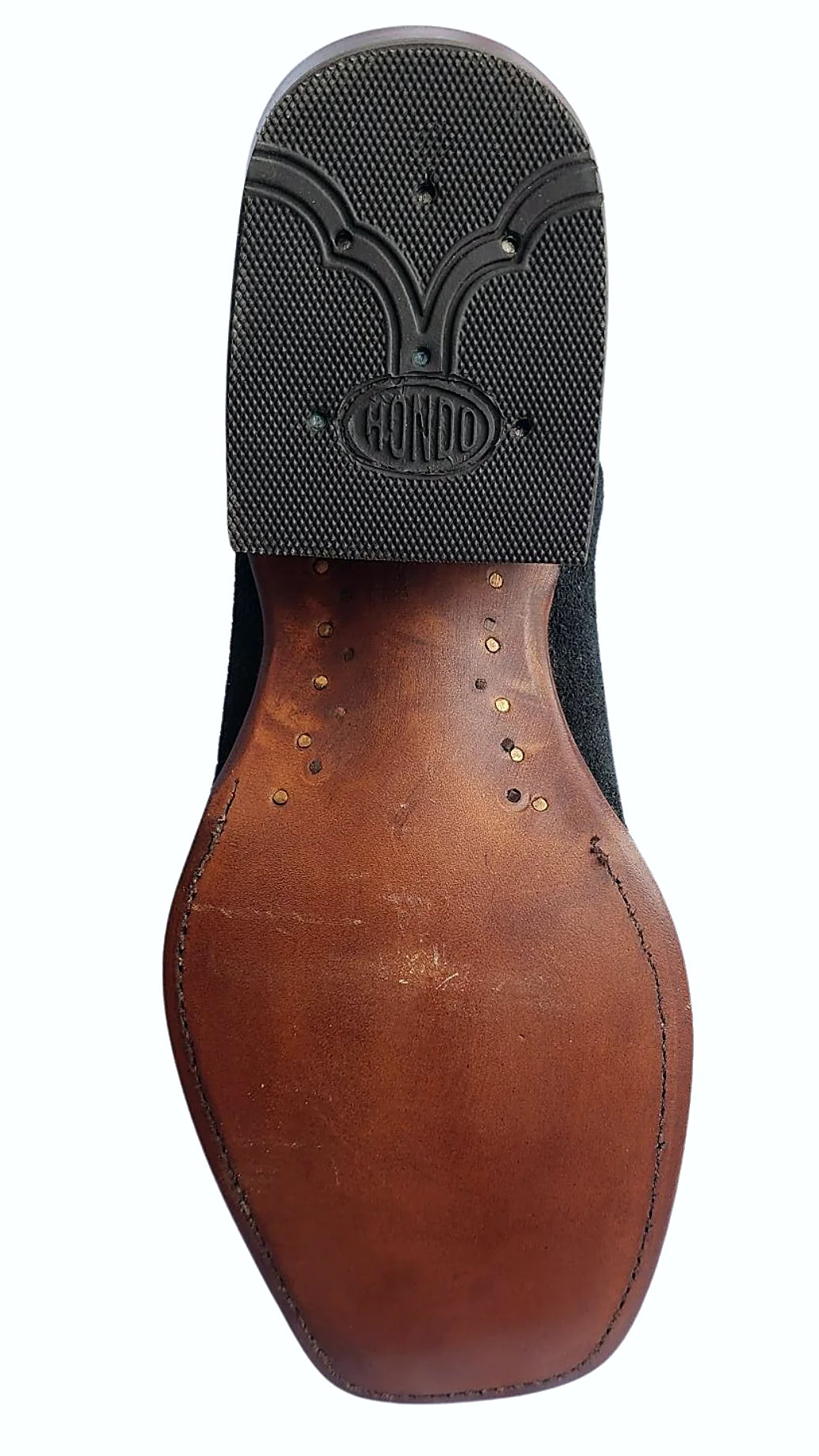 Sixteen-inch black rough-out square toe boot, product photograph