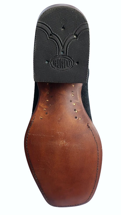 Sixteen-inch black rough-out square toe boot, product photograph