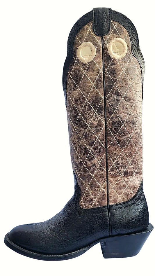 Black spanish shoulder western boot with a 16-inch shaft