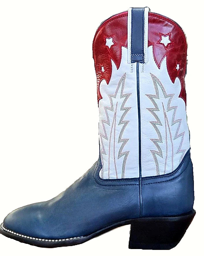 Round toe western boot built on a leather sole