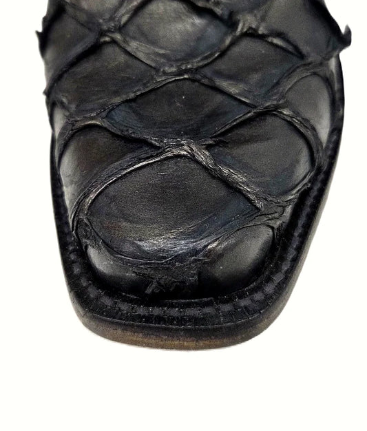 Men's exotic pirucu fish skin cowboy boot in black