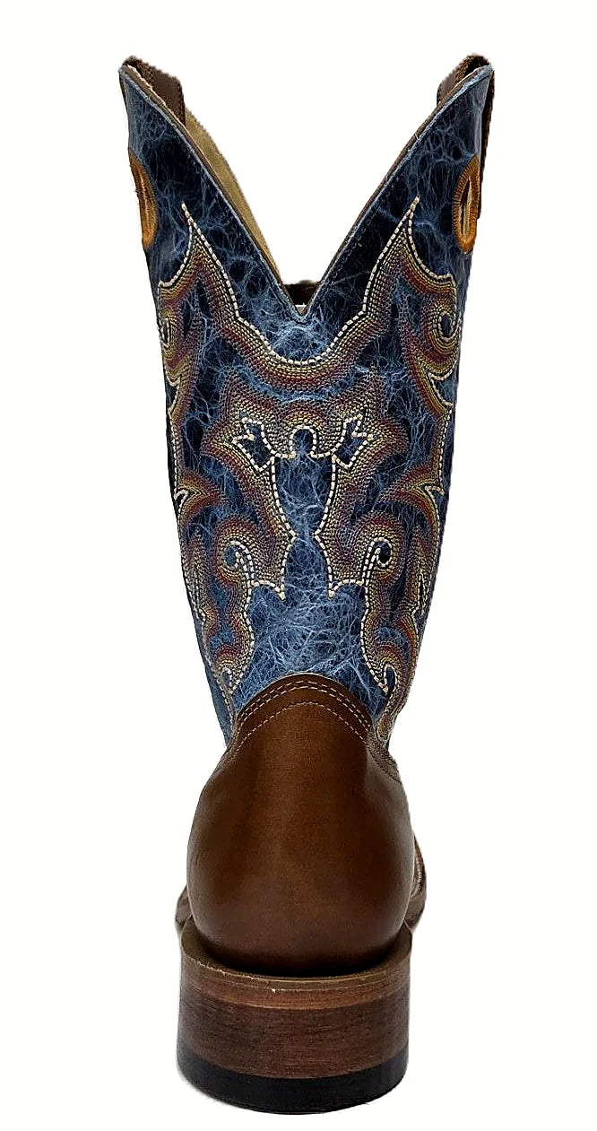 Men's tan cowboy boot with a squared front