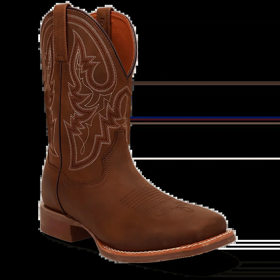 Square toe work boot with a removable orthotic
