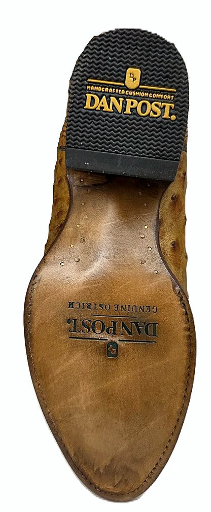 Full quill ostrich cowboy boot with leather outsole