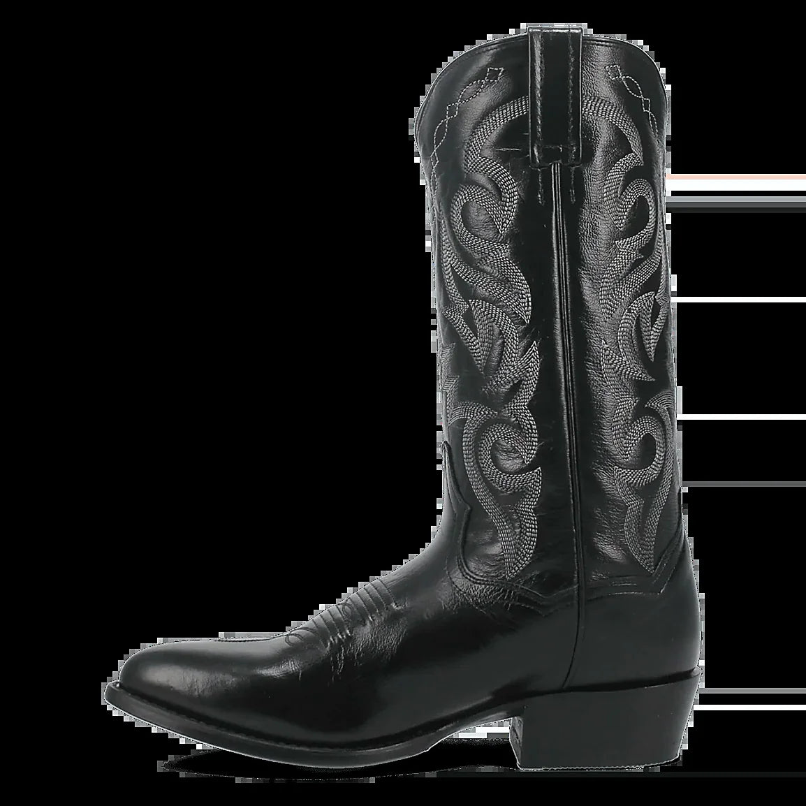 Pointed toe western boot with classic western stitching