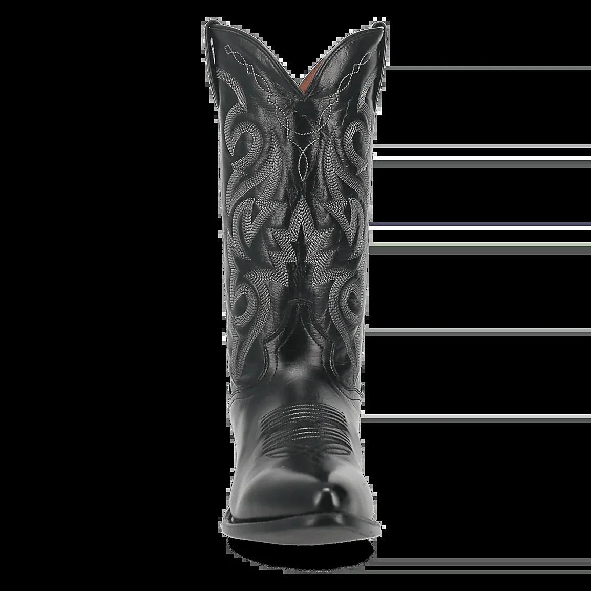 Leather cowboy boot with a narrow toe and cowboy heel