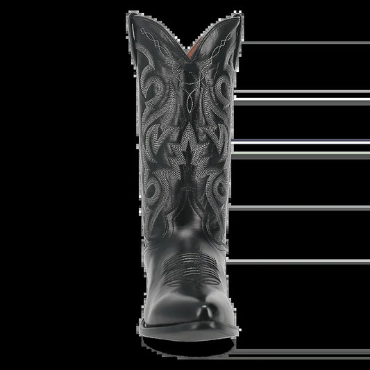 Leather cowboy boot with a narrow toe and cowboy heel