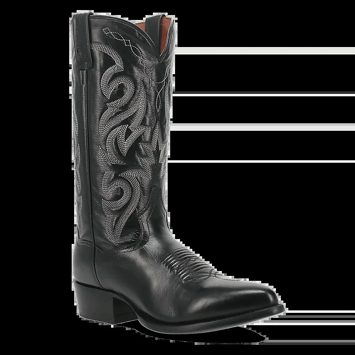 Pointed toe boot with a 13-inch leather shaft