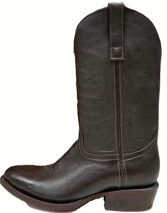 Deerskin western boot with a round toe