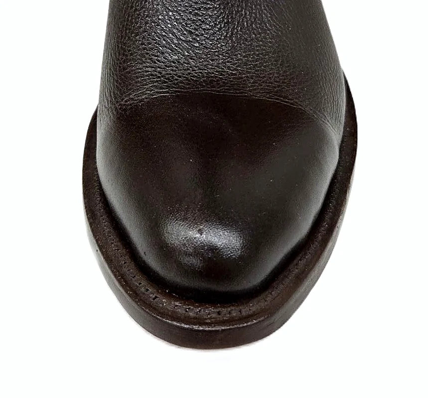 Soft deerskin cowboy boot showing the supple surface of the hide