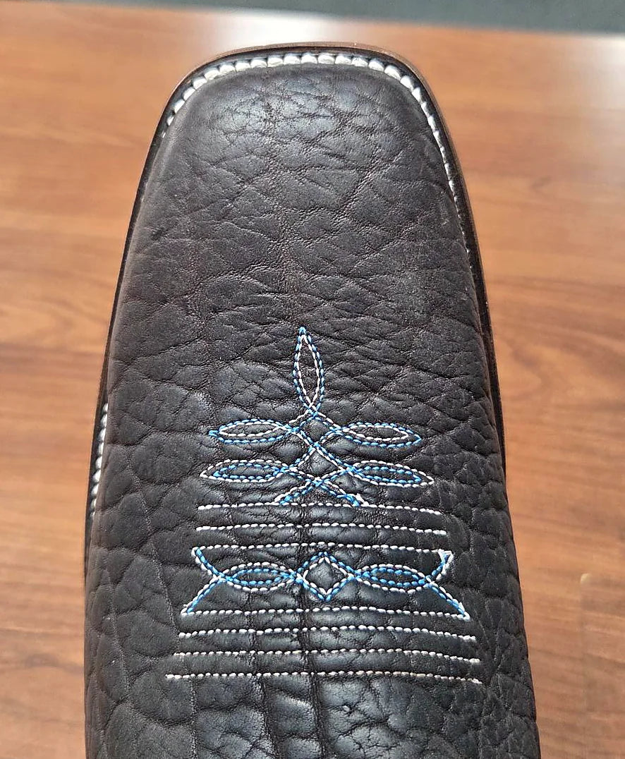 Oiled bullhide cowboy boot with a 12-inch shaft and spur ledge